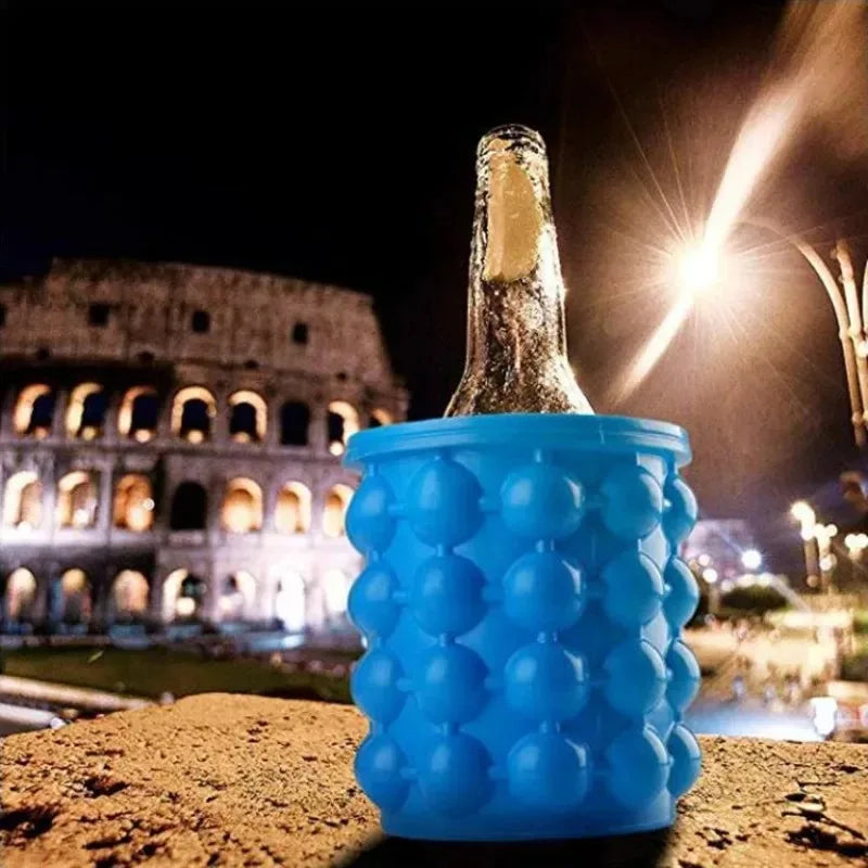 2-In-1 Silicone Bucket Ice Cube Maker Easy Freezing and Serving Perfect for Bars Clubs Essential Drinkware Kitchen Accessories