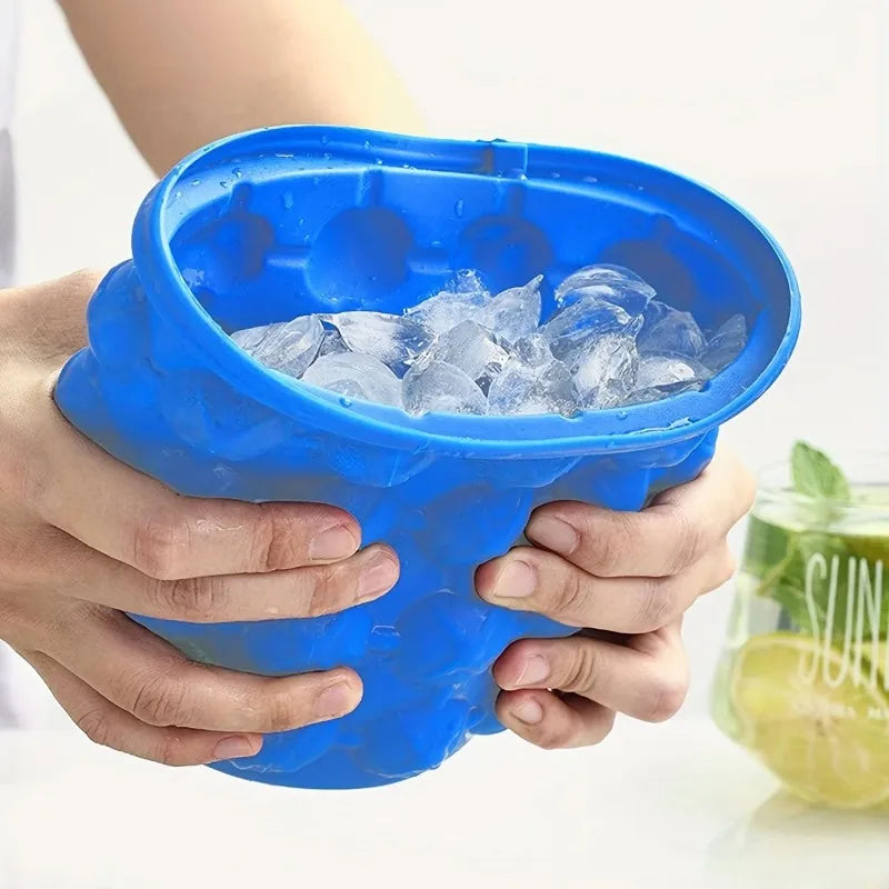 2-In-1 Silicone Bucket Ice Cube Maker Easy Freezing and Serving Perfect for Bars Clubs Essential Drinkware Kitchen Accessories