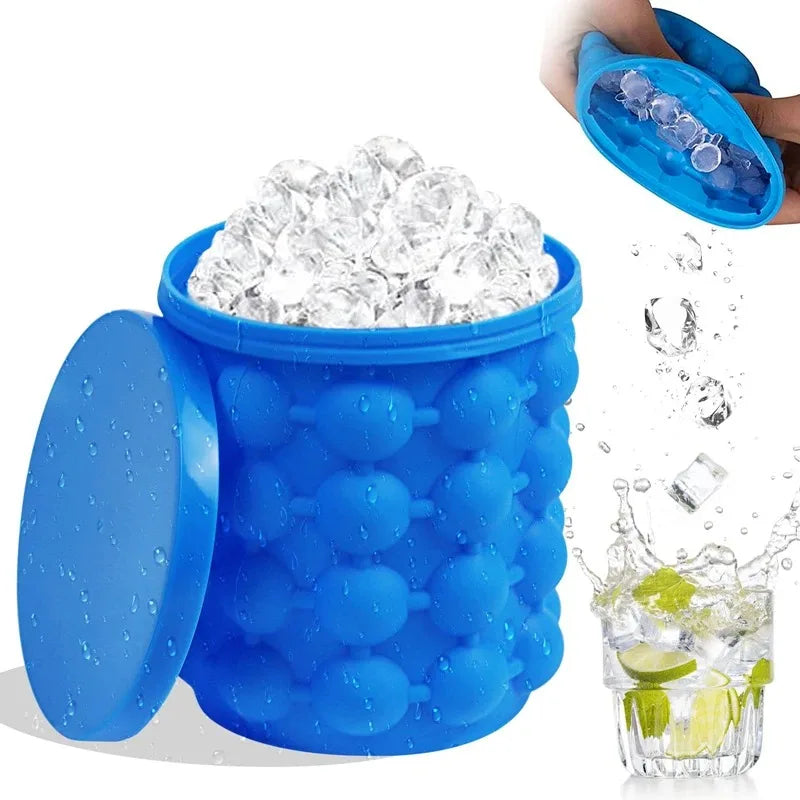 2-In-1 Silicone Bucket Ice Cube Maker Easy Freezing and Serving Perfect for Bars Clubs Essential Drinkware Kitchen Accessories
