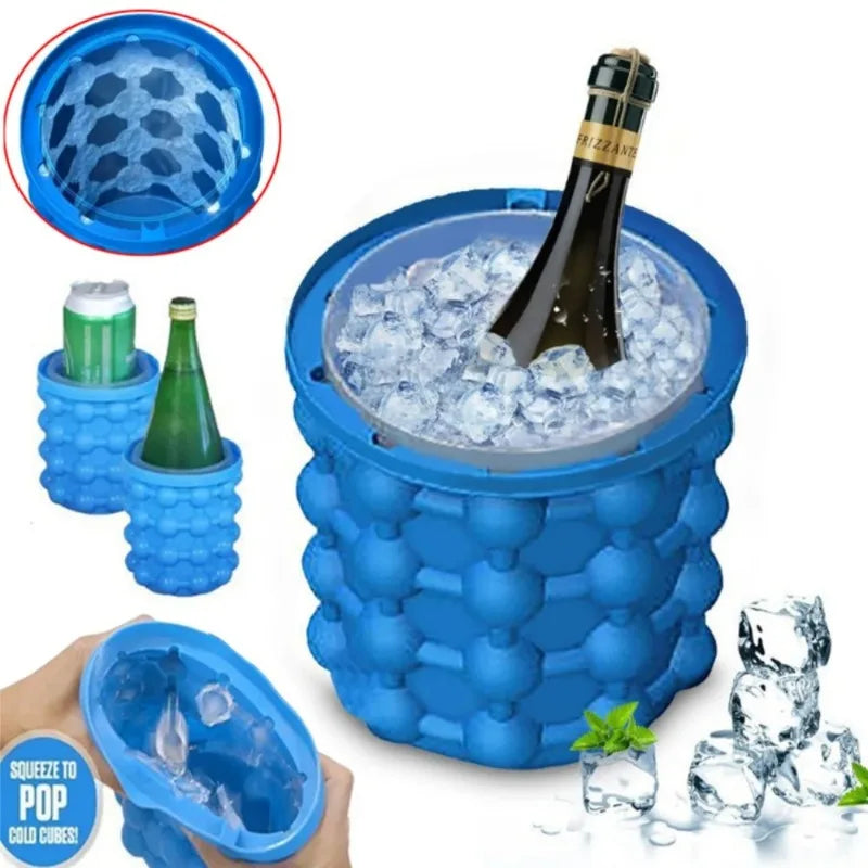 2-In-1 Silicone Bucket Ice Cube Maker Easy Freezing and Serving Perfect for Bars Clubs Essential Drinkware Kitchen Accessories